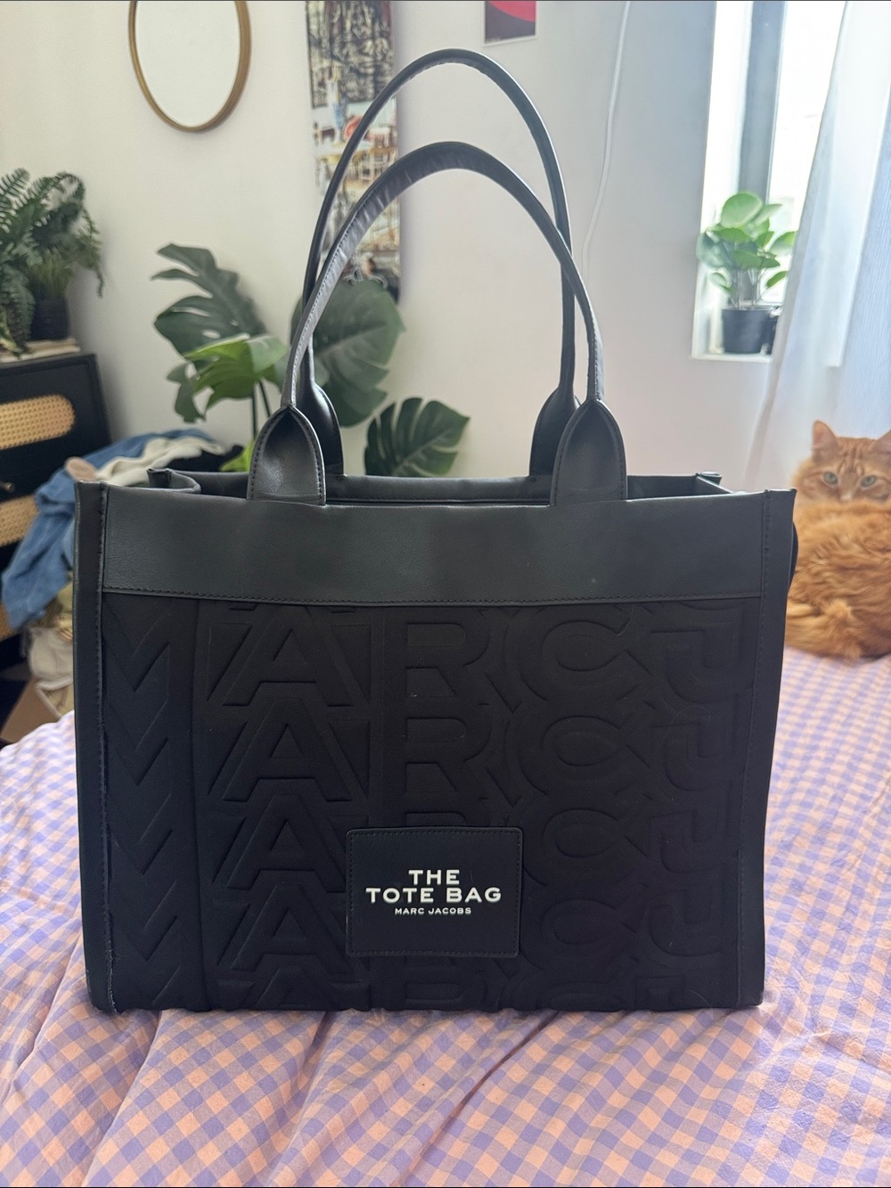 Marc Jacobs Black Embossed The Tote Bag